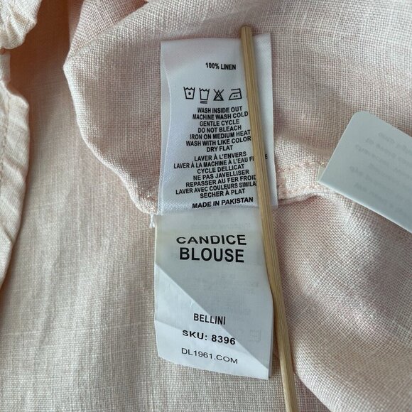 DL 1961 Women's Pink Candice 100% Linen Elbow Sleeve Crop Blouse Top Size XS - Picture 9 of 10